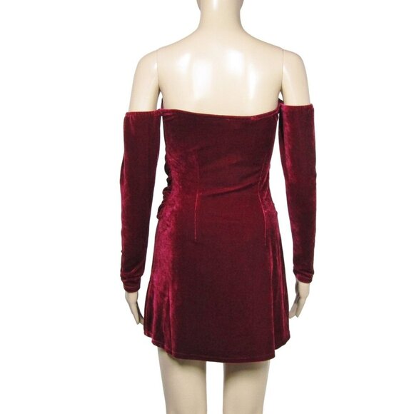 LOVERS & FRIENDS NWT VELVET Lucia Burgandy Red WHIMSIGOTH Party Mini Dress S - Picture 5 of 10